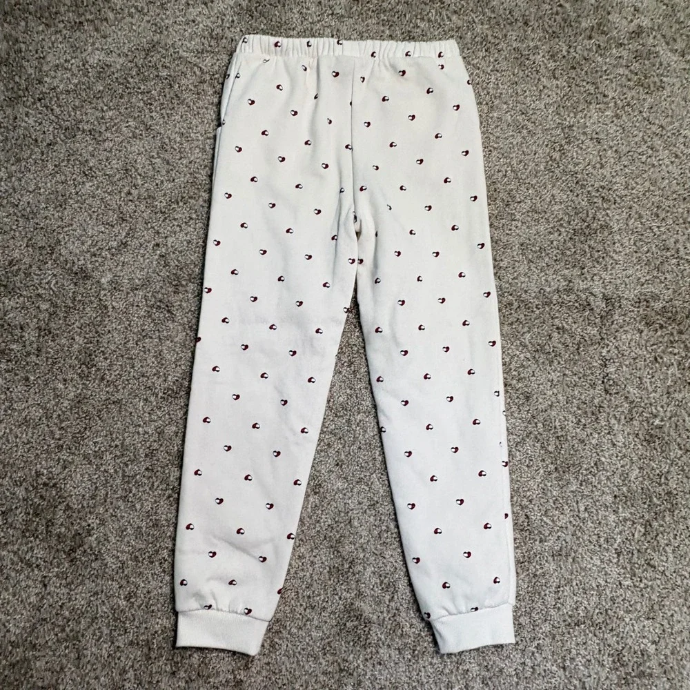 Tommy Hilfiger Sweatpants Girls Size 6 White Heart Print Joggers Elastic Waist